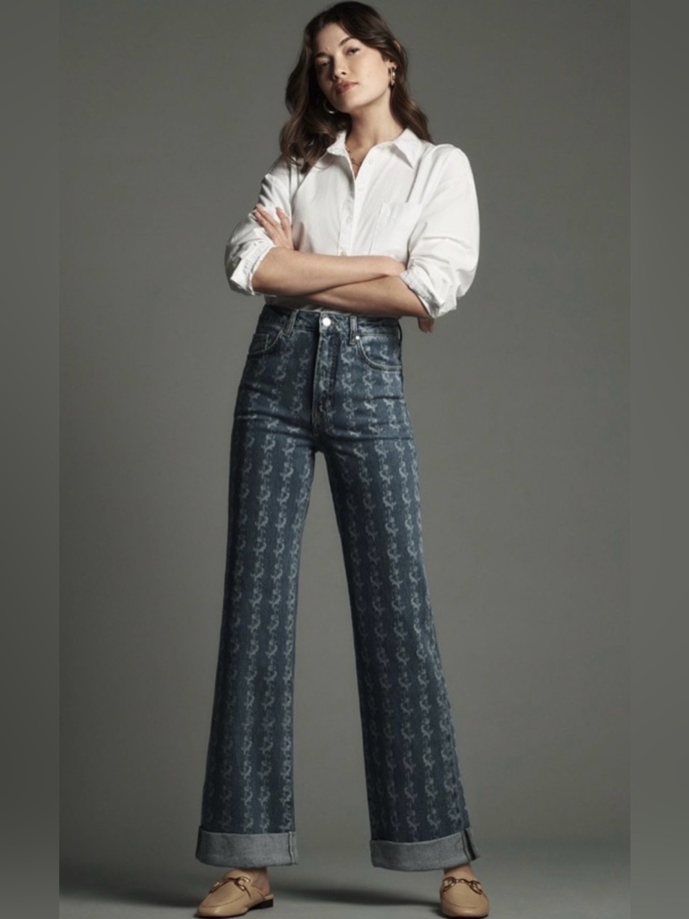 Anthro | Pilcro The Austyn High Rise Wide Leg Cuffed Jeans | Sz 29 |